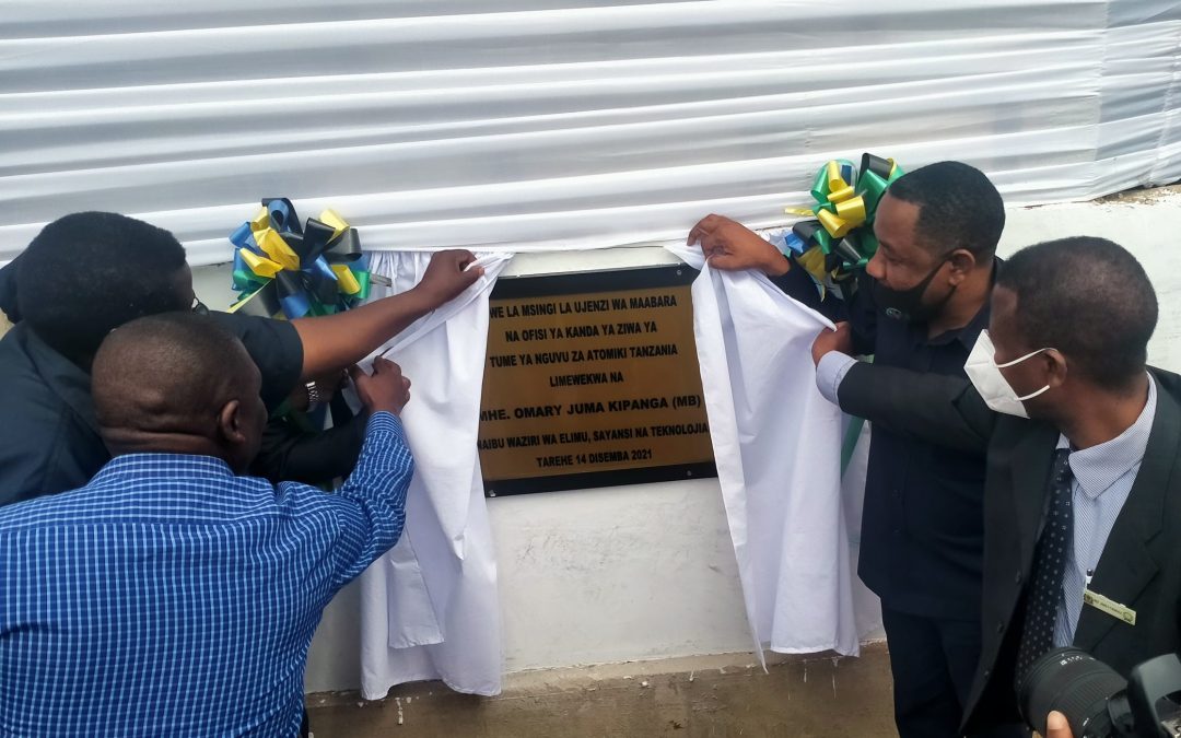 Deputy Minister of Education, Science and Technology Hon. Omary Juma Kipanga lays the foundation stone, Construction of Laboratory and TAEC Regional Office in Mwanza City
